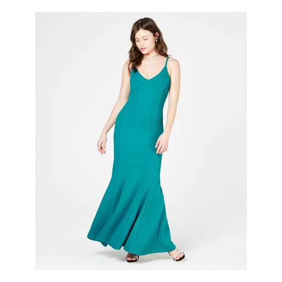 JUMP Dresses & Skirts - JUMP Womens Sheath Maxi Dress Green Spaghetti Strap V Neck Juniors 5\6